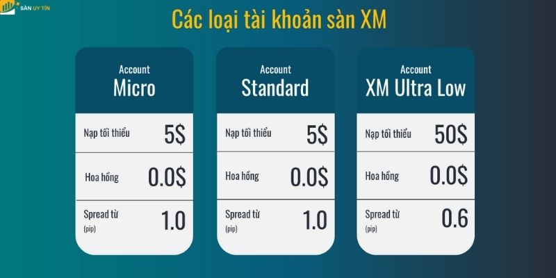 Các loại tài khoản XM