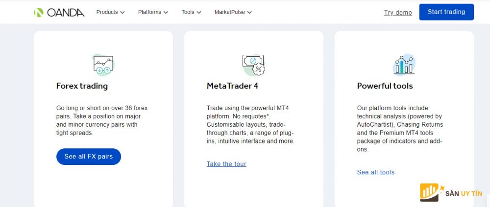 Nền tảng giao dịch trên Oanda