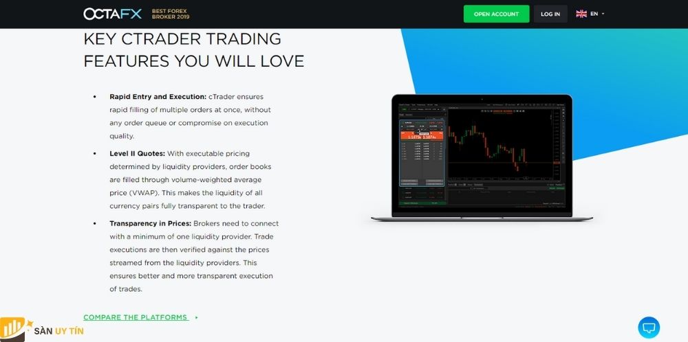 Đánh giá nền tảng cTrader của sàn OctaFX