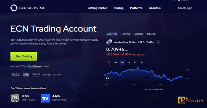 Global Prime cung cấp duy nhất tài khoản ECN