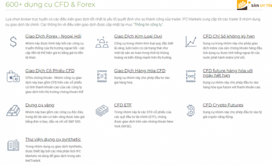 Sản phẩm giao dịch sàn IFC Markets đa dạng