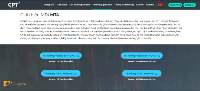 CPT Markets cung cấp duy nhất nền tảng MT4 với nhiều phiên bản khác nhau