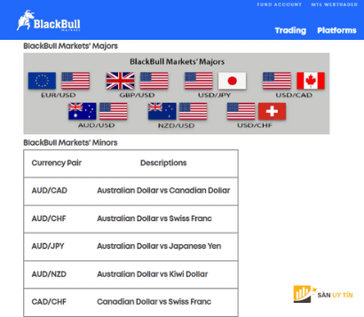 Danh mục đầu tư tại sàn BlackBull Markets nghèo nàn