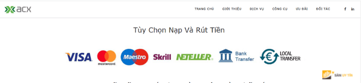 Hình thức nạp rút tiền