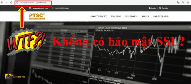 Trang web của sàn PTSCfx không có tính bảo mật