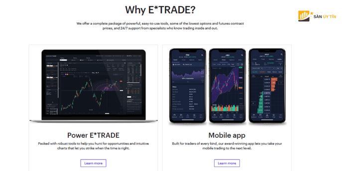 E*TRADE có nền tảng giao dịch hiện đại