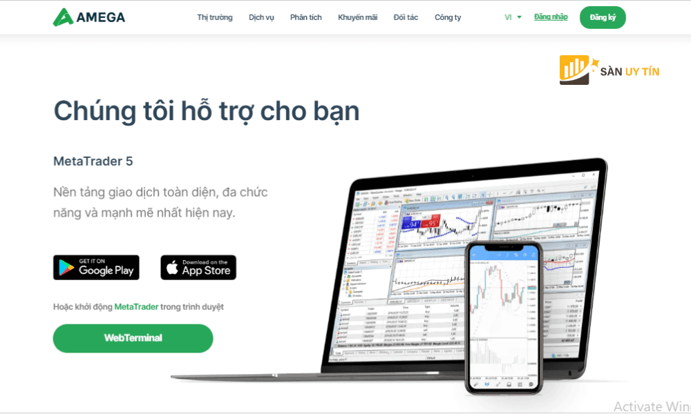 Amega cung cap hai nen tang chinh MT4 va MT5