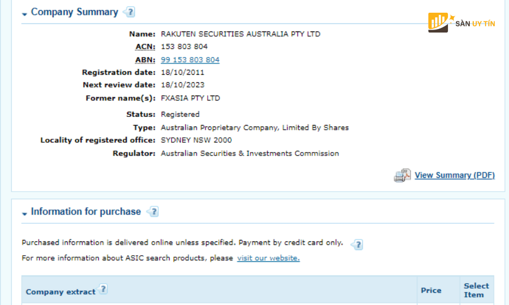 Rakuten Securities Australia cho ASIC tham dinh lai giay phep