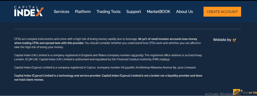 Capital Index khong de cap ro rang den co quan cap phep tren website cua san