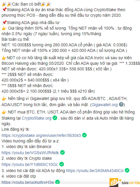 Cryptostake lua dao bang cach su dung danh tieng cua Cardano