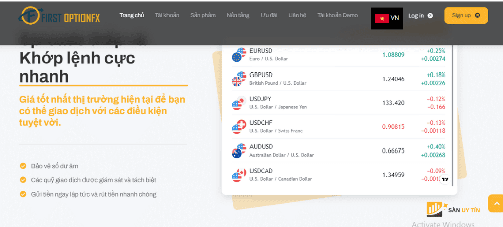 First Option FX co phi giao dich tuong doi cao