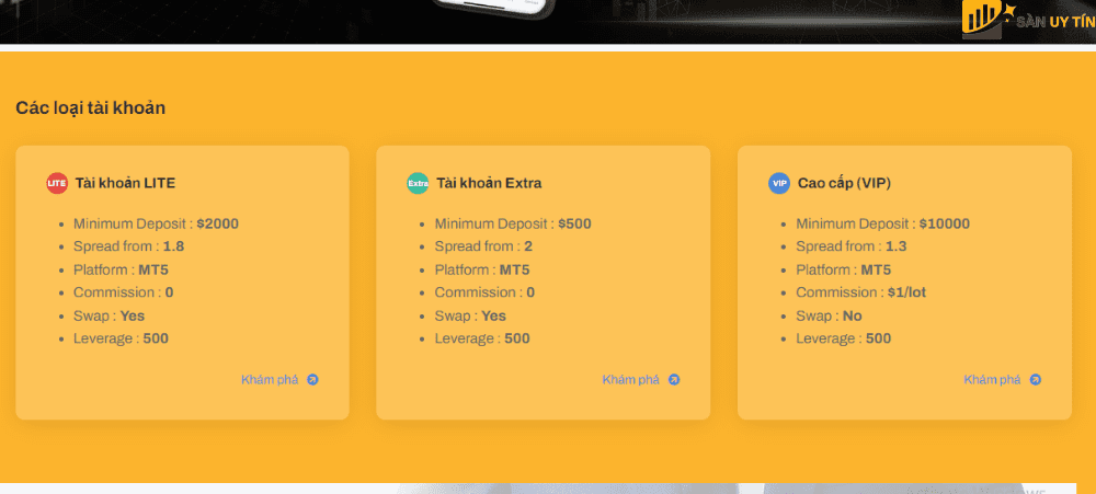 First Option FX cung cap 3 loai tai khoan khac nhau