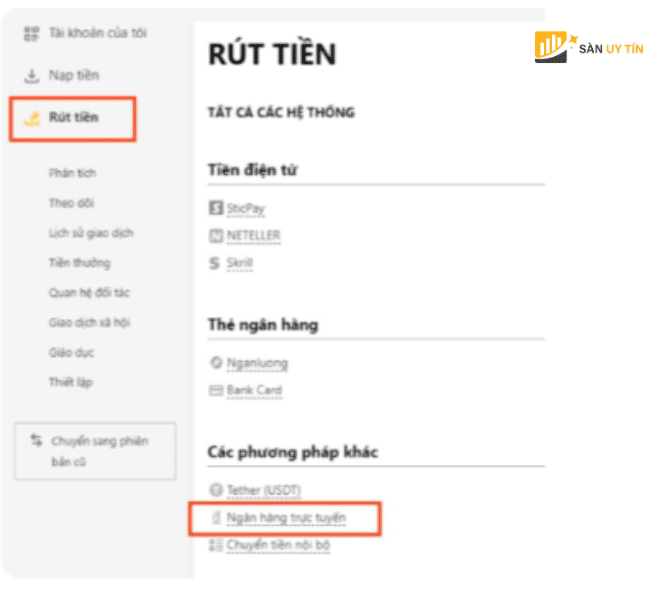 Rut tien tu MT5 ve tai khoan ngan hang
