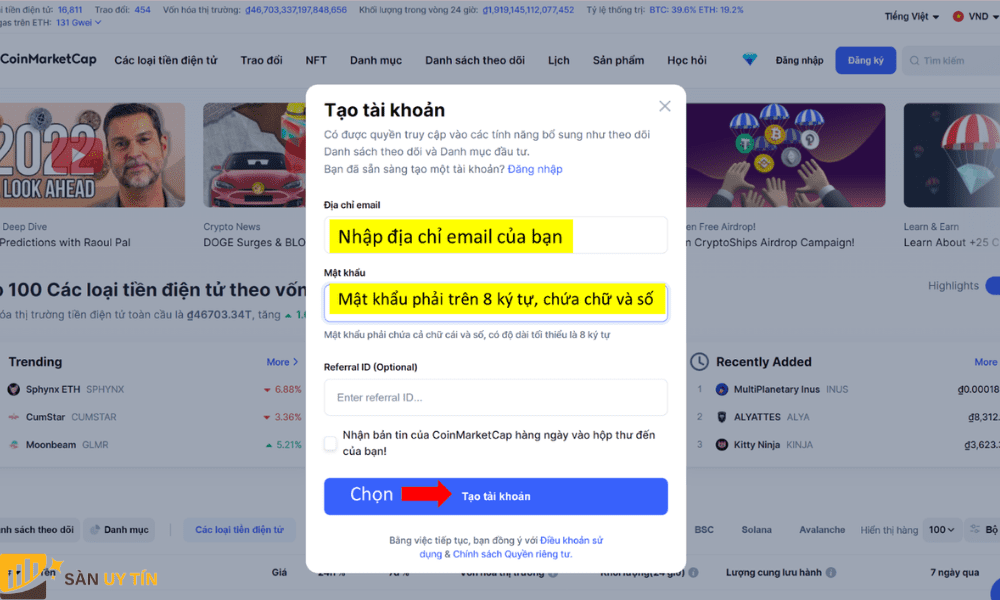 Cach dang ky tai khoan tai CoinMarketCap b2