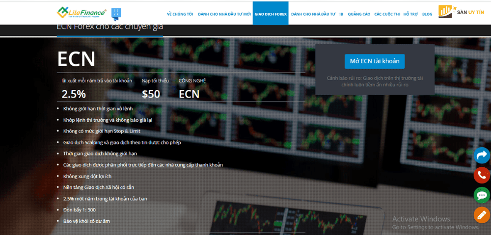 LiteFinance la san Forex ECN tot nhat the gioi