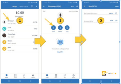 Cach chuyen cointoken tu vi Trust Wallet sang vi khac