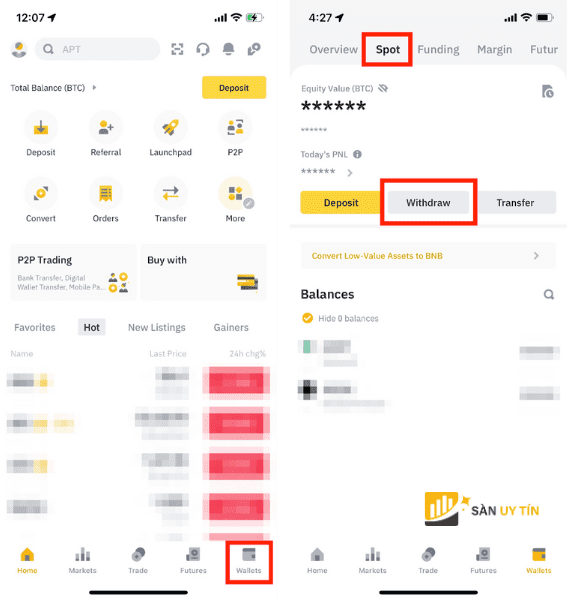 Cach rut tien dien tu tren ung dung Binance b1