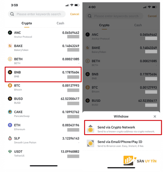 Cach rut tien dien tu tren ung dung Binance b2