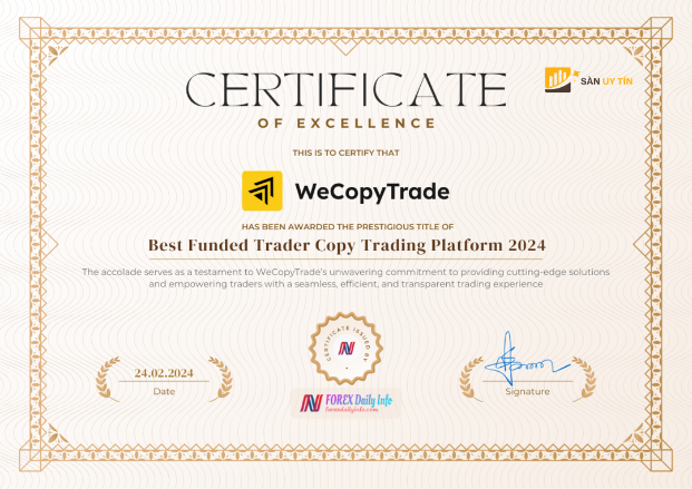 Giai thuong Best Funded Trader Copy Trading Platform 2024 cua WeCopyTrade