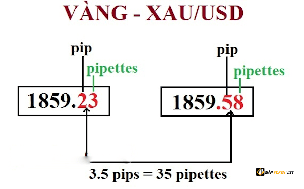 1 pip XAUUSD tri gia bao nhieu